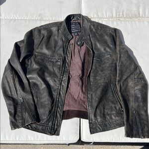Lucky Brand Distressed Leather Jacket - Brown